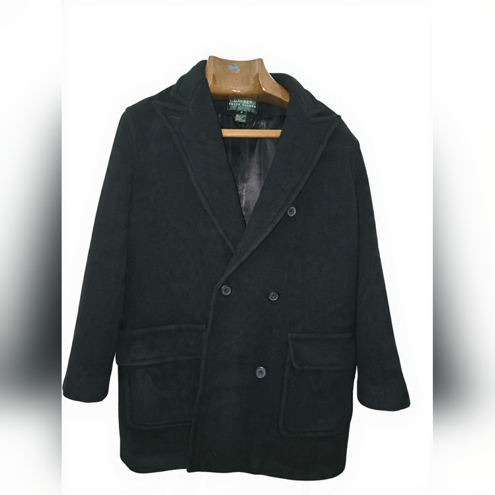 Ralph Lauren Classic Black‎ Wool Pea Coat  Old Money Elegant